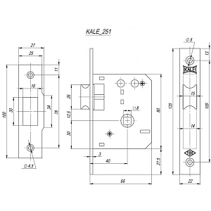 Kale  Защёлка врезная 251 R (латунь) STB 25140000001 #235261